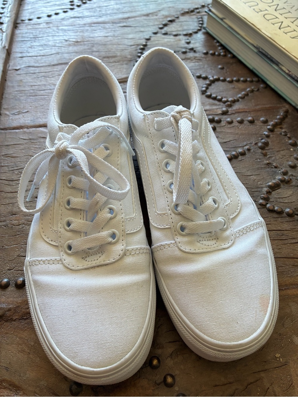 Vans White Canvas Low Top Sneakers
